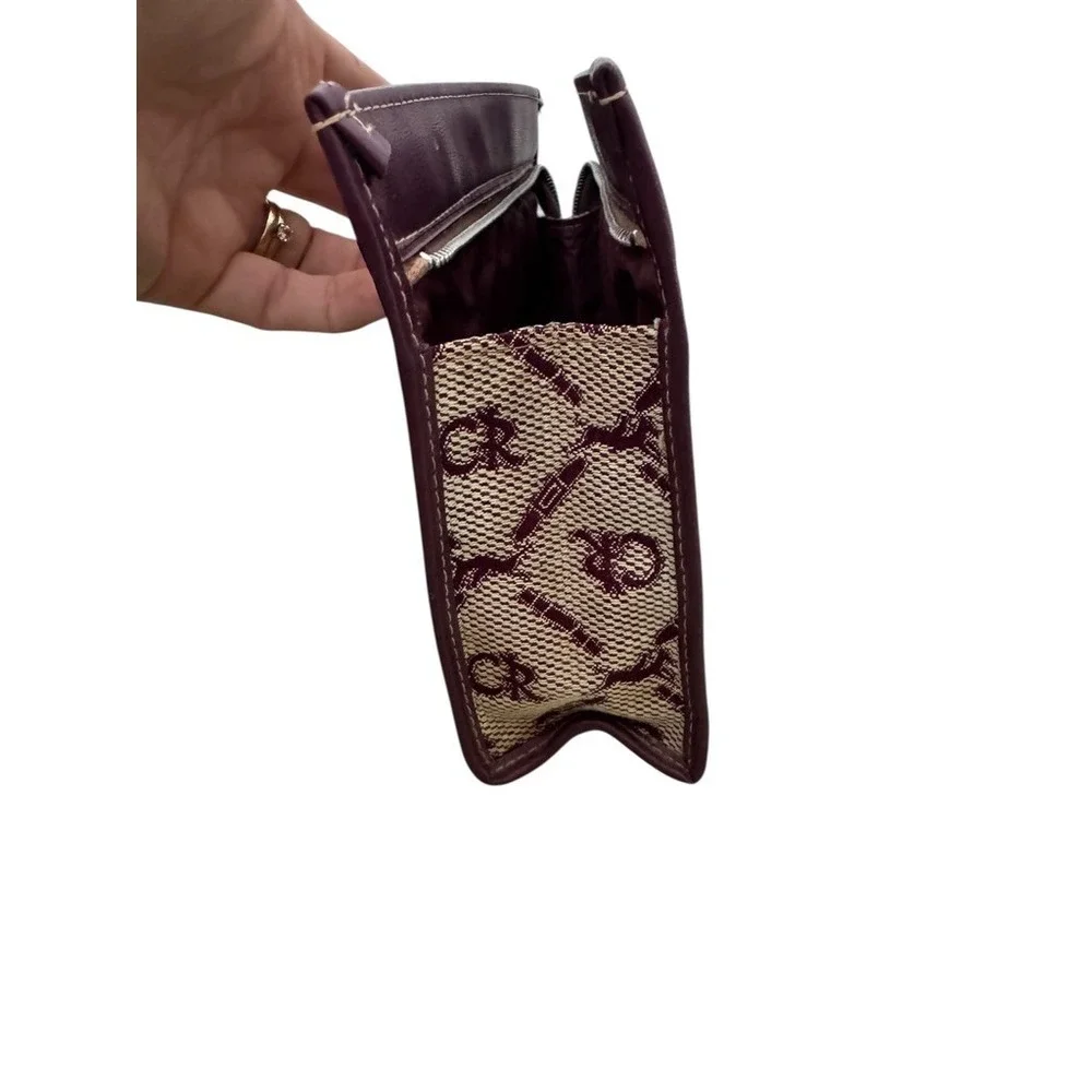Vintage Charles of the Ritz CR Monogrammed‎ Women's Cosmetic Pouch Maroon Zipper